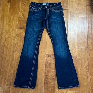 Aeropostale Hailey Skinny Flare Boot Dark Wash Blue Jeans Mid Rise Size 5/6 Long